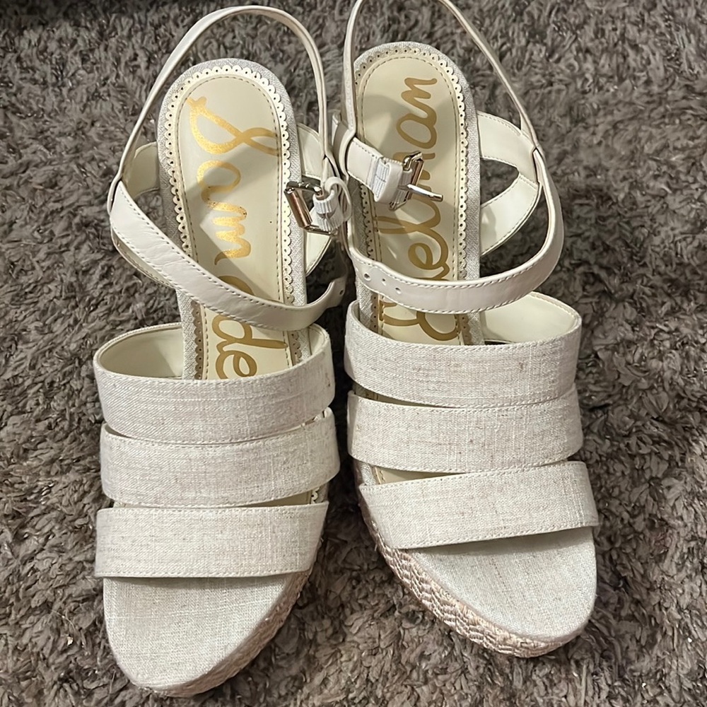 Sam Edelman cream strappy wedges size 10